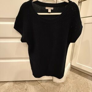 Banana Republic 100% Cotton Textured Crewneck Sweater M Black minimalist office